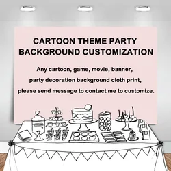 Birthday Party Photography Backdrop Girl or Boy Cartoon Decoration Backdrops Professional Custom Any Design Photo Background
