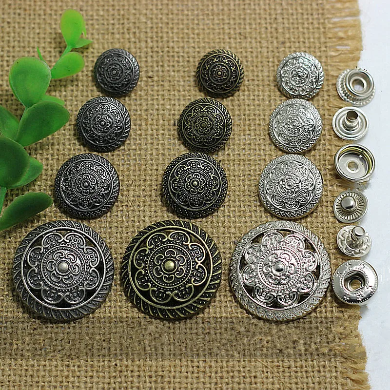 20sets Bronze Snap Fastener Press Buttons Sewing Leather Craft Clothes Garment/bags/wallet Button Accessories (Fasten tool free)