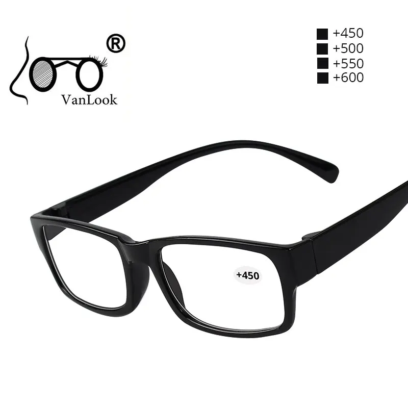 Reading Glasses for Men Women +4.50 +5.00 +5.50 +6.00 Black Plastic Frame Women\'s Degree High