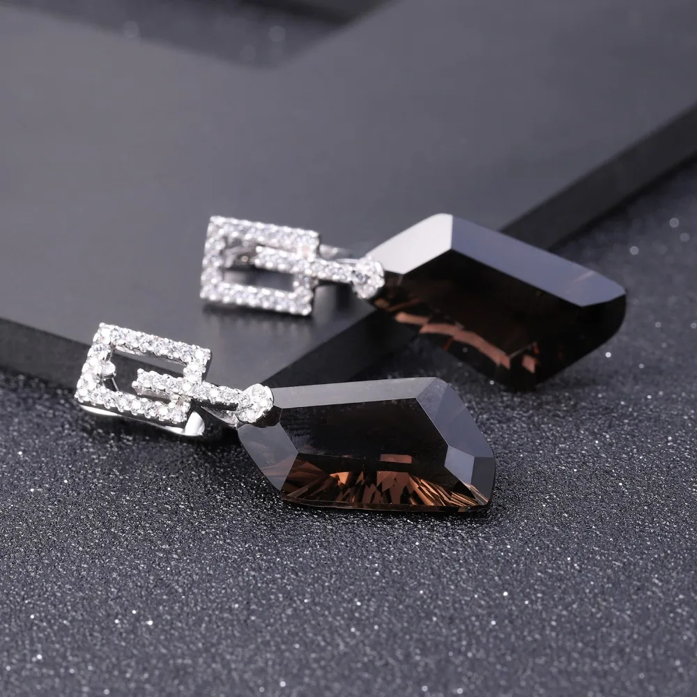 GEM\'S BALLET 925 Sterling Silver Dazzling Earrings Natural Smoky Quartz Gemstone Drop Earrings Fine Jewelry for Women Gift