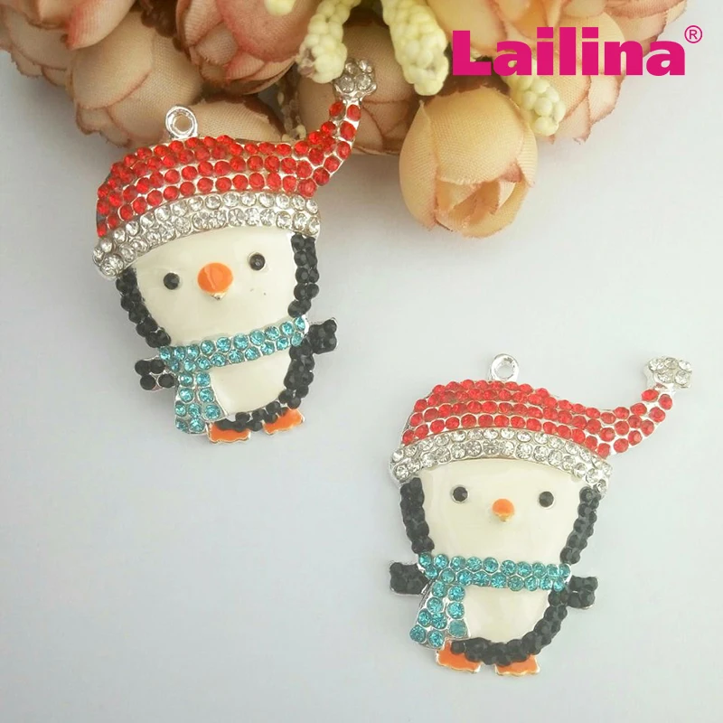 100pcs/lot Accepting Customized Enamel Penguin Pendant Necklace Cartoon Chubby Animal Chunky Pendant For Gift