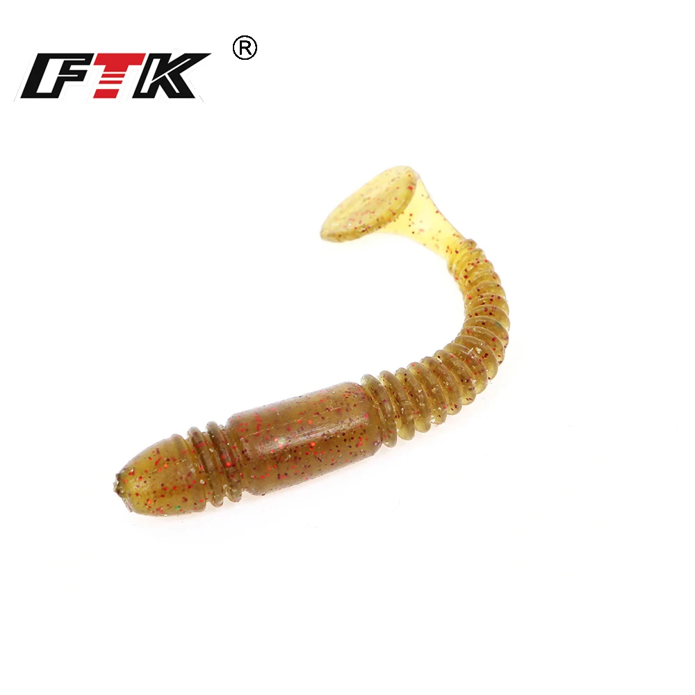 FTK 5PCS Soft Fishing Lures Worms Lure Wobbler 9.9CM Silicone Artificial Bait Whorl Maggot Body Swimbait Bass