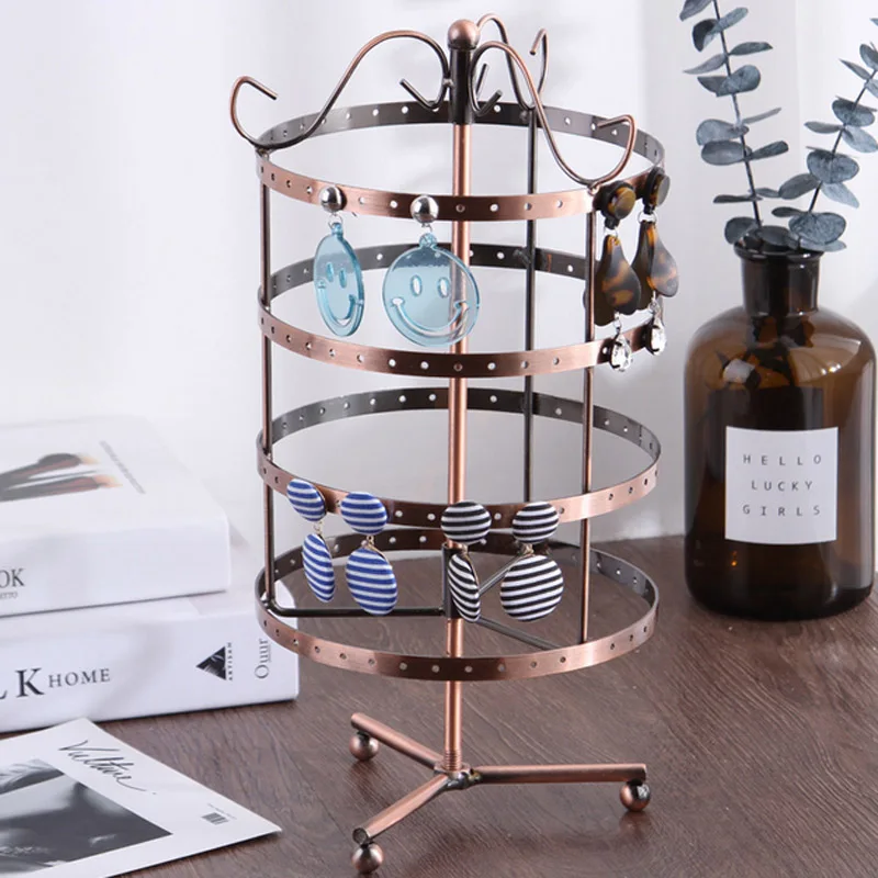 Top selling Jewelry organization Multifunctional Metal Display Stand Holder Round 96 Holes Earring Stud Necklace Jewelry Display