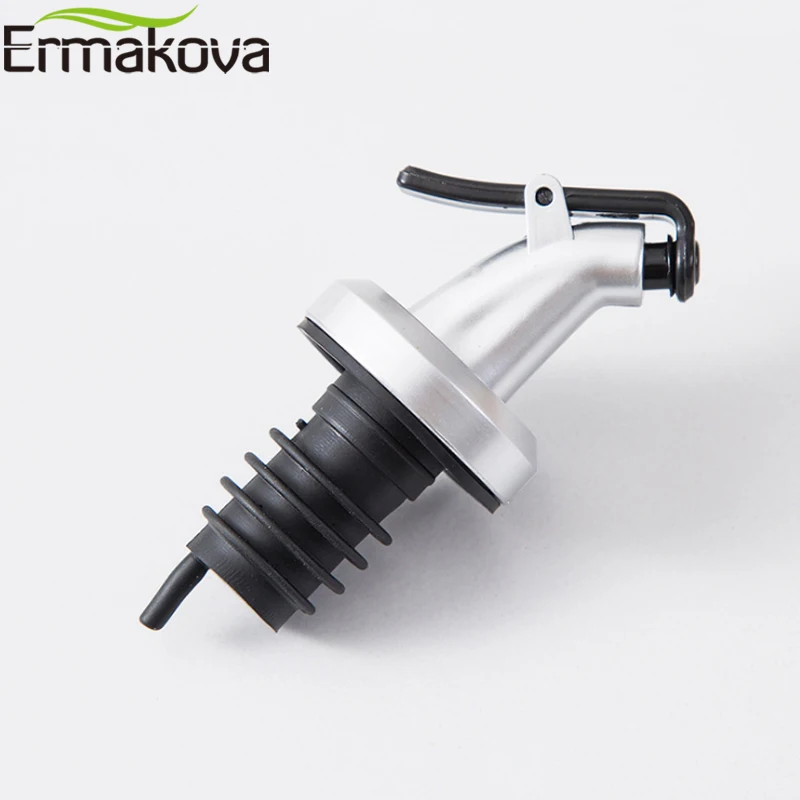 ERMAKOVA 2 Pcs ABS Soy Sauce Oil Vinegar Pour Spout Liquor Wine Bottle Pourer Stopper Stainless Steel Kitchen Funnel for Flask