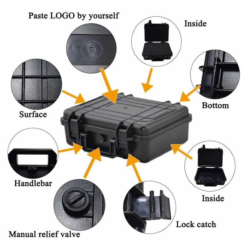 Shockproof Camera Safety Box ABS Sealed Waterproof Hard Boxes Equipment Case with Foam Vehicle Toolbox Impact Resistant Suitcase