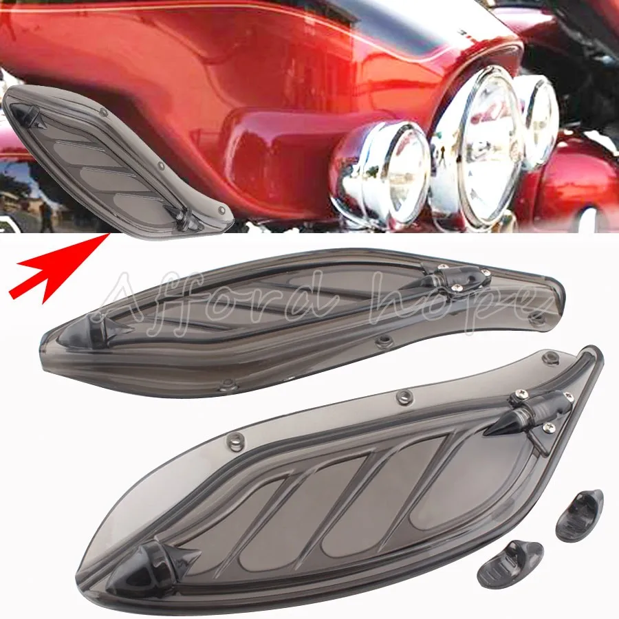 

Plastic Smoke Side Windshield Wind Creens Deflectors Adjustable Fairing For Harley Touring Tri Electra Street Glide 1996-2013