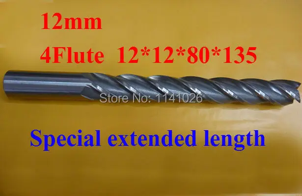 

1pcs 12mm Four 4 Flute HSS & Special extended length Aluminium End Mill Cutter CNC Bit Milling Machinery tools Cutting tools