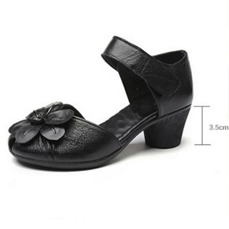 Hete Elegante Comfort Zomer Dames Sandalen 2024 Klassieke Bloemen Zomer Mode Sandalen Echt Leren Schoenen Vrouw Casual Sandalen