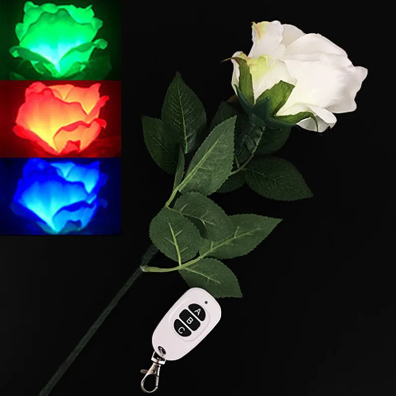 

Three-Color Light Rose (Remote Control) Magic Tricks Color Changing Flower Magia Stage Wedding Party Illusions Gimmick Comedy