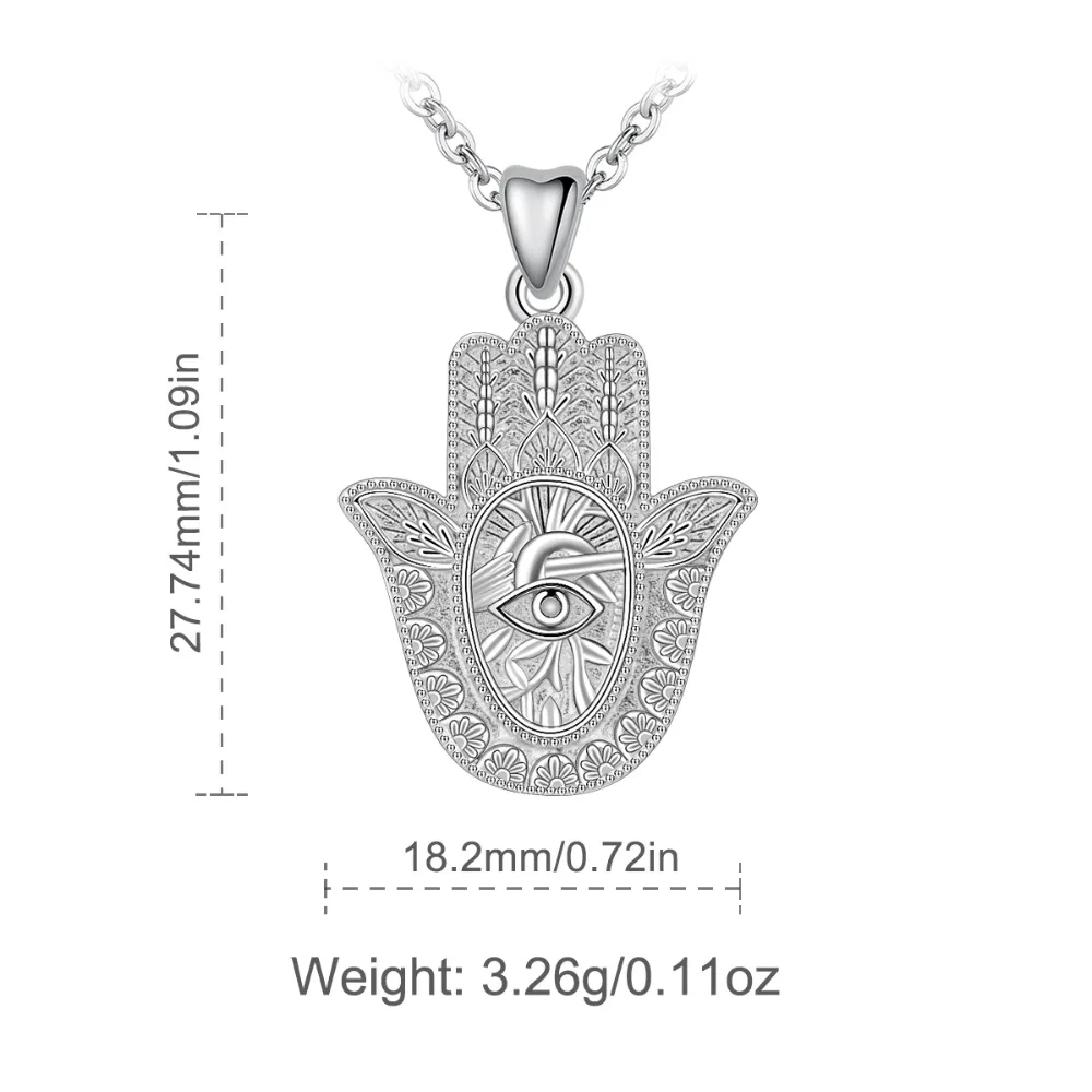 EUDORA-collar con colgante de mano de Hamsa para hombre y mujer, de Plata de Ley 925, mal de ojo, llamador de Ángel, joyería fina para dropshipping CYD312