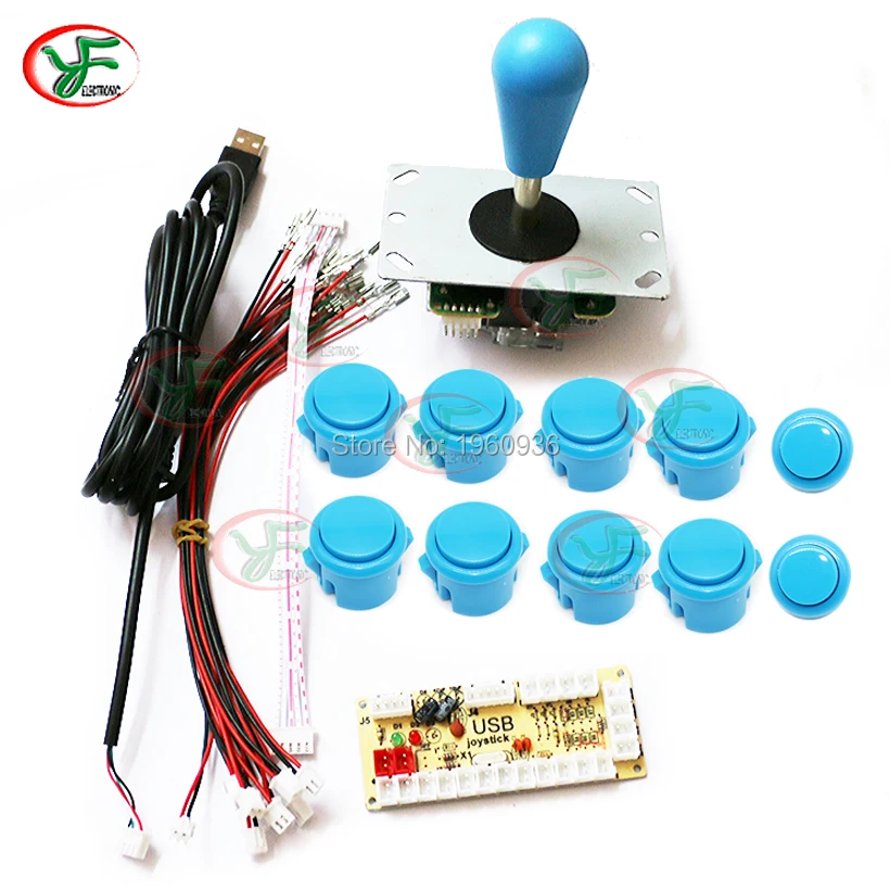 

DIY Arcade Kit 5Pin Cable Oval ball top Joystick 24mm/30mm Buttons USB Encoder MAME/PC/ Raspberry pi