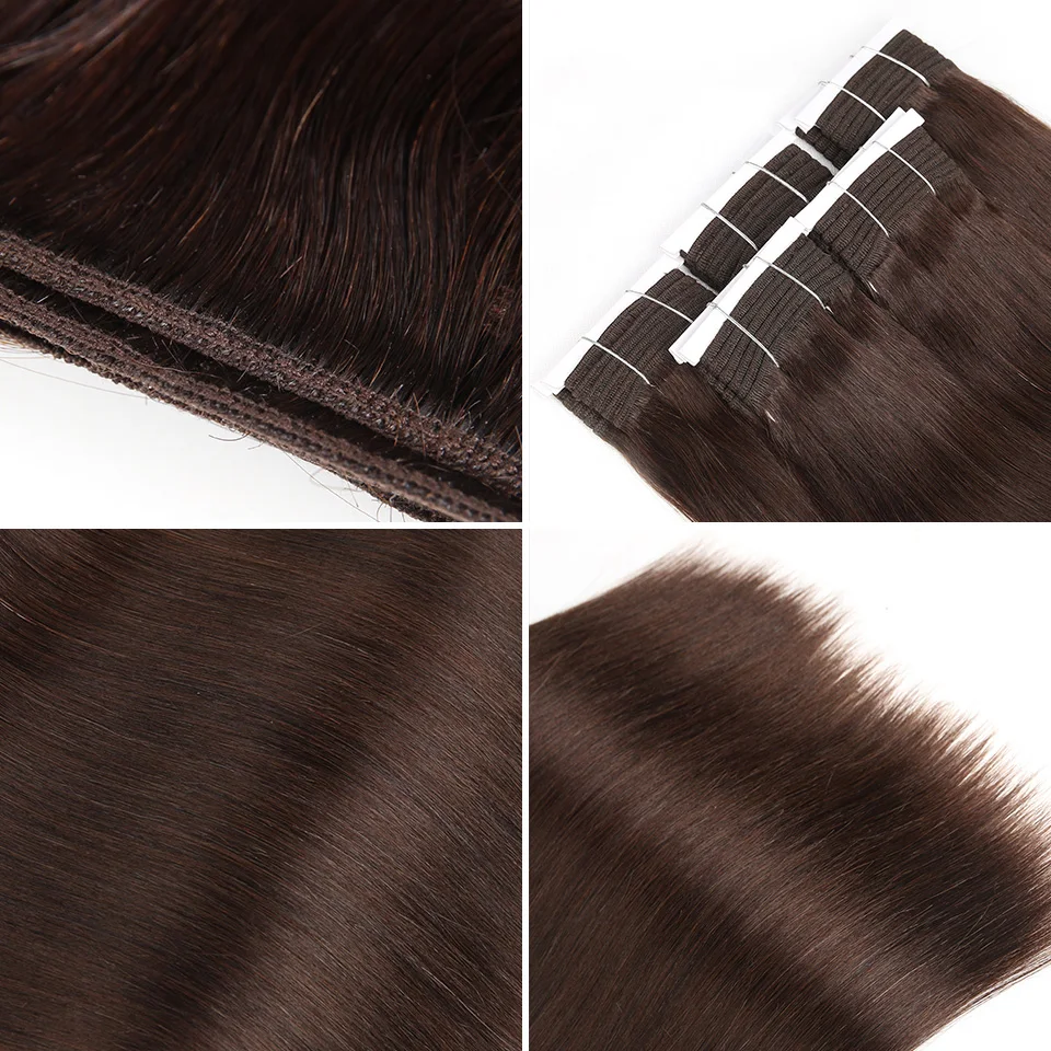 Sleek Double Drawn Brazilian Yaki Straight Human Hair Weave Bundles Remy Pure Color 1/1B/2/4/6/8 Hair Bundle Extensions