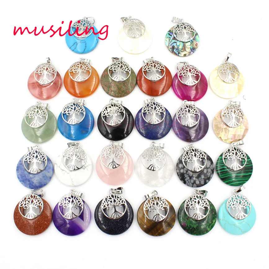 Life Tree Crystal Pendants Pendulum Natural Stone Reiki Accessories Charms Fashion Jewelry For Women Wholesale 10pcs