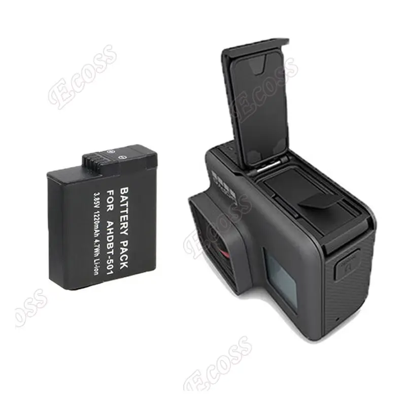 For GoPro Hero 5 6 7 8 Battery 2PCS 1220mAh GoPro 5 Battery+Dual Battery Charger For GoPro Hero5 6 7 8 Black Camera Accessories