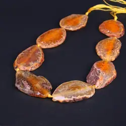 15.5 inches/strand Orange Raw Dragon Veins Agates Druzy Faceted Slab Nugget Loose Beads,Drusy Gems Stone Slice Pendants Jewelry