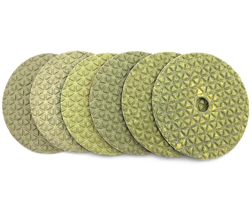 RIJILEI 6 Stück/Set 100mm Trockenpolierpads 4 Zoll Steinpolierpads Marmorschleifscheiben für Granit-Betonböden – Detail 3