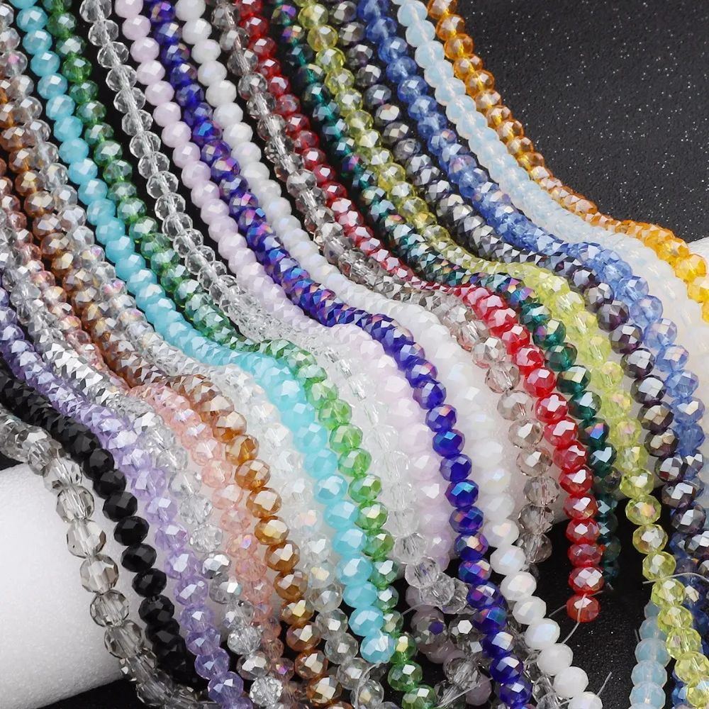 Wholesale 2/3/4/6/8mm Bicone Crystal Beads AB Color Cut Faceted Round Glass Beads for Jewelry Making Bracelet Accessories