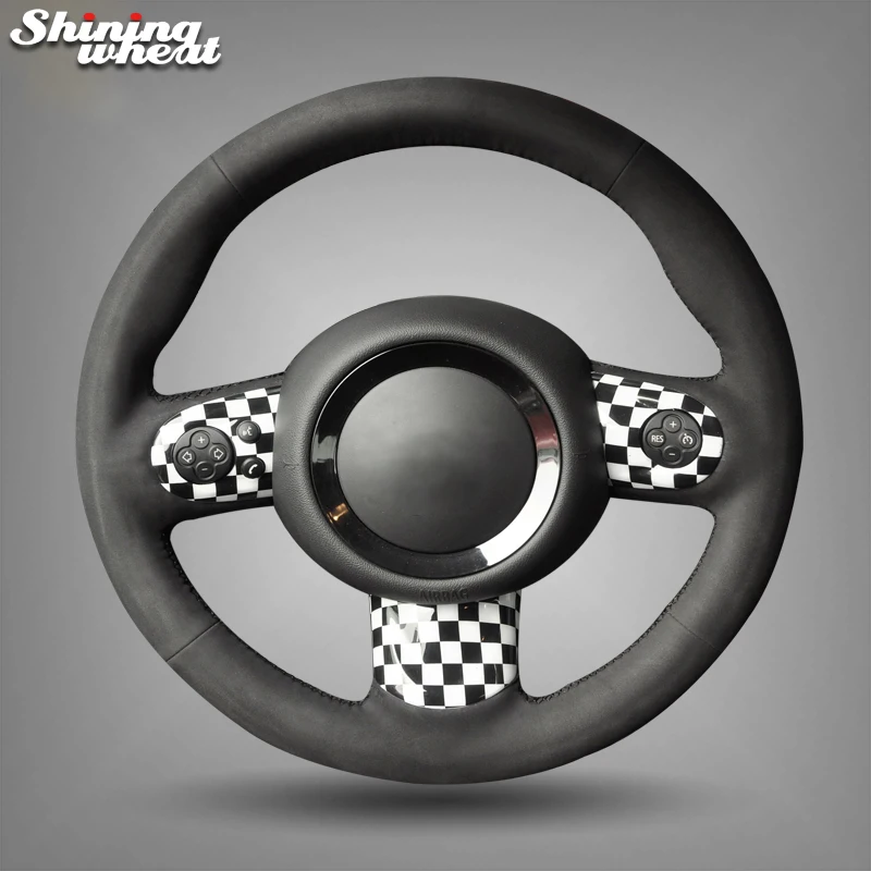 

Shining wheat Hand-stitched Black Suede Car Steering Wheel Cover for Mini Coupe