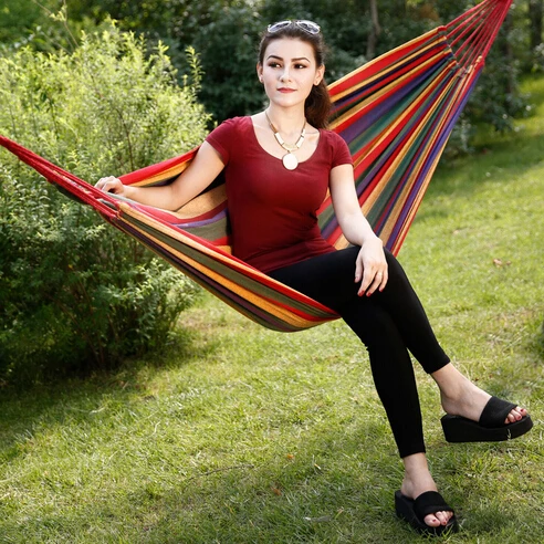 wholesale outdoor canvas hammock hammock indoor leisure hammock swing send tying send hostel bag