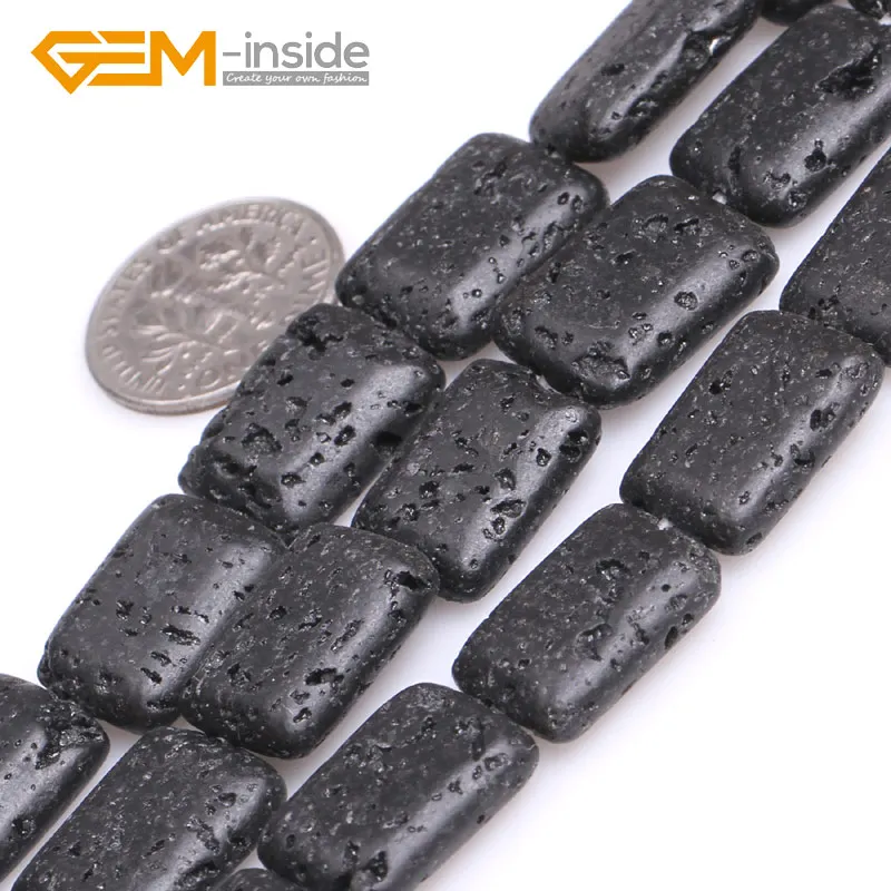 Natural Black Lava Volcanic Sponge Stone Rectangle Beads For Jewelry Making 15