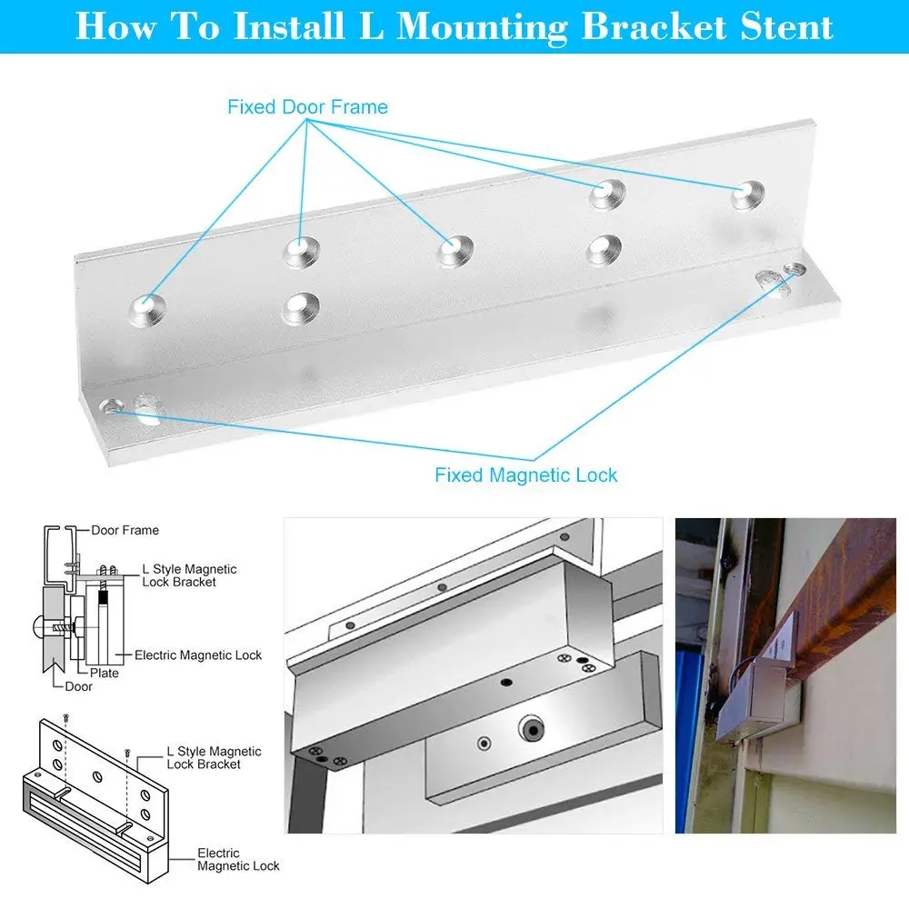 Badodo Access Control System 180KG 350LB Single Door 12V Electric Magnetic / Electromagnetic Lock with L bracket