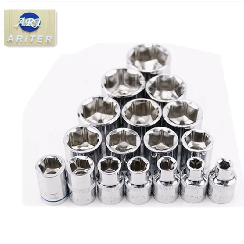ARITER Лидер продаж CRV промышленный приводной гаечный ключ 1/4 ''3/8'' 1/2 ''дюймовый Квадратный привод 6 точечная Шестигранная гайка, набор SILIVER TONE