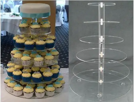 

Wholesale Hot selling 6 Tier Round Acrylic Cake Stand For Wedding Perspex Display Cupcake Stand decoration