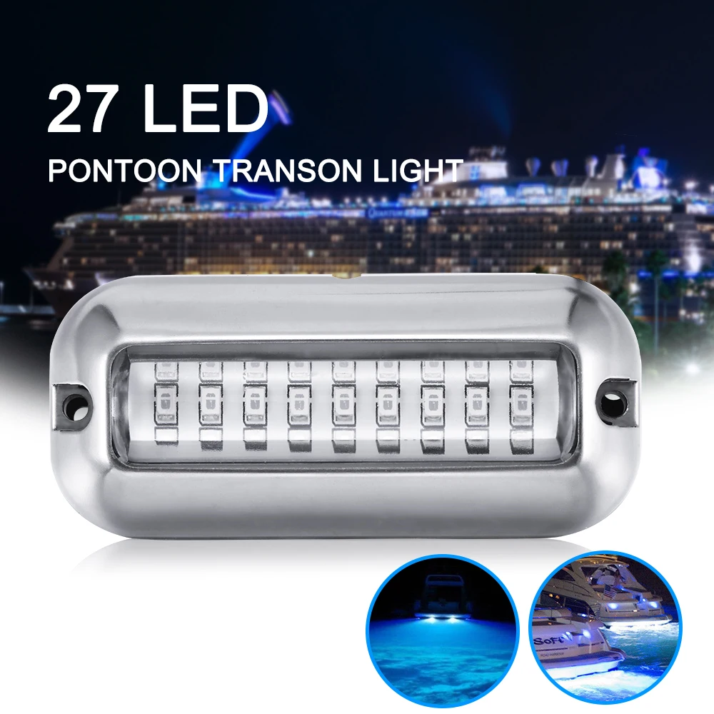 Universal 27 LED Underwater Pontoon Boat Transom Fishing Lights Lamp Bulb Boat Transom Light Cover Waterproof High Intensity