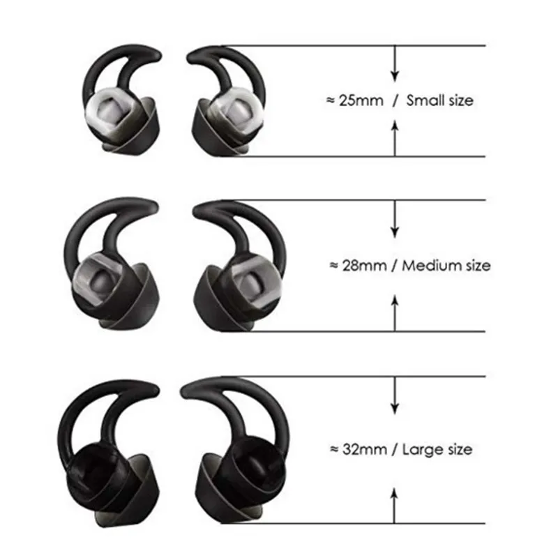 3 Pairs Ear Tips Ear Buds for Bose QC20 Qc30,Silicone Replacement Ear Hooks for Bose SIE2 SIE2i IE2 IE3 Earphone Ear Gels