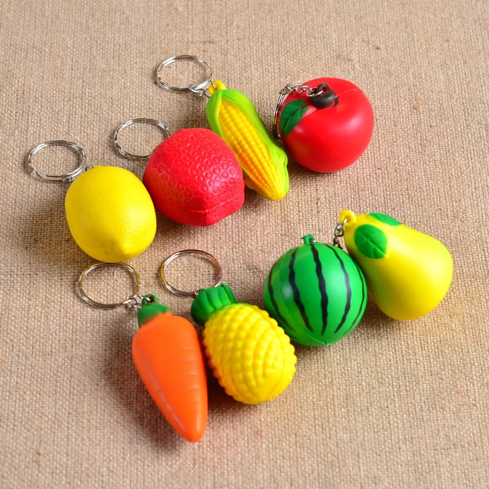 1PC Mini Cute Fruit Vegetable Keychain Simulation Fruit Cell Phone Charm Bag Keychain Pendant Decor Metal Craft MY 010