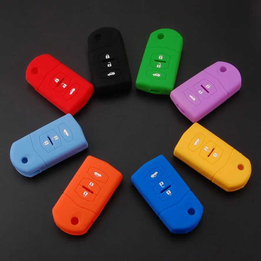 

BBQ@FUKA 50PCS Mix color Silicone Remote Key Case Shell Fob Fit for Mazda 2 3 5 6 MX-5 RX-8 CX-5 CX-9