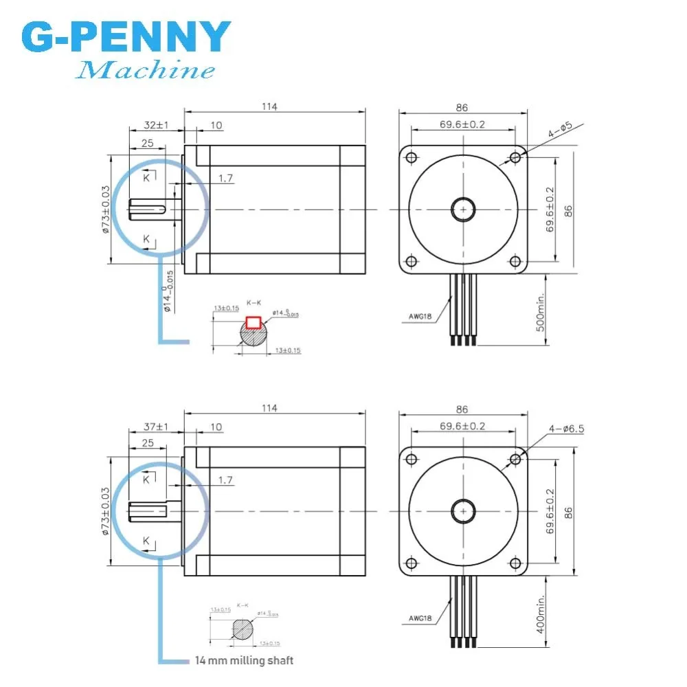 NEMA 34 CNC stepper motor 86X114mm 8.7 N.m 6A D14mm Nema34 stepping motor 1240Oz-in for CNC engraving machine high torque !