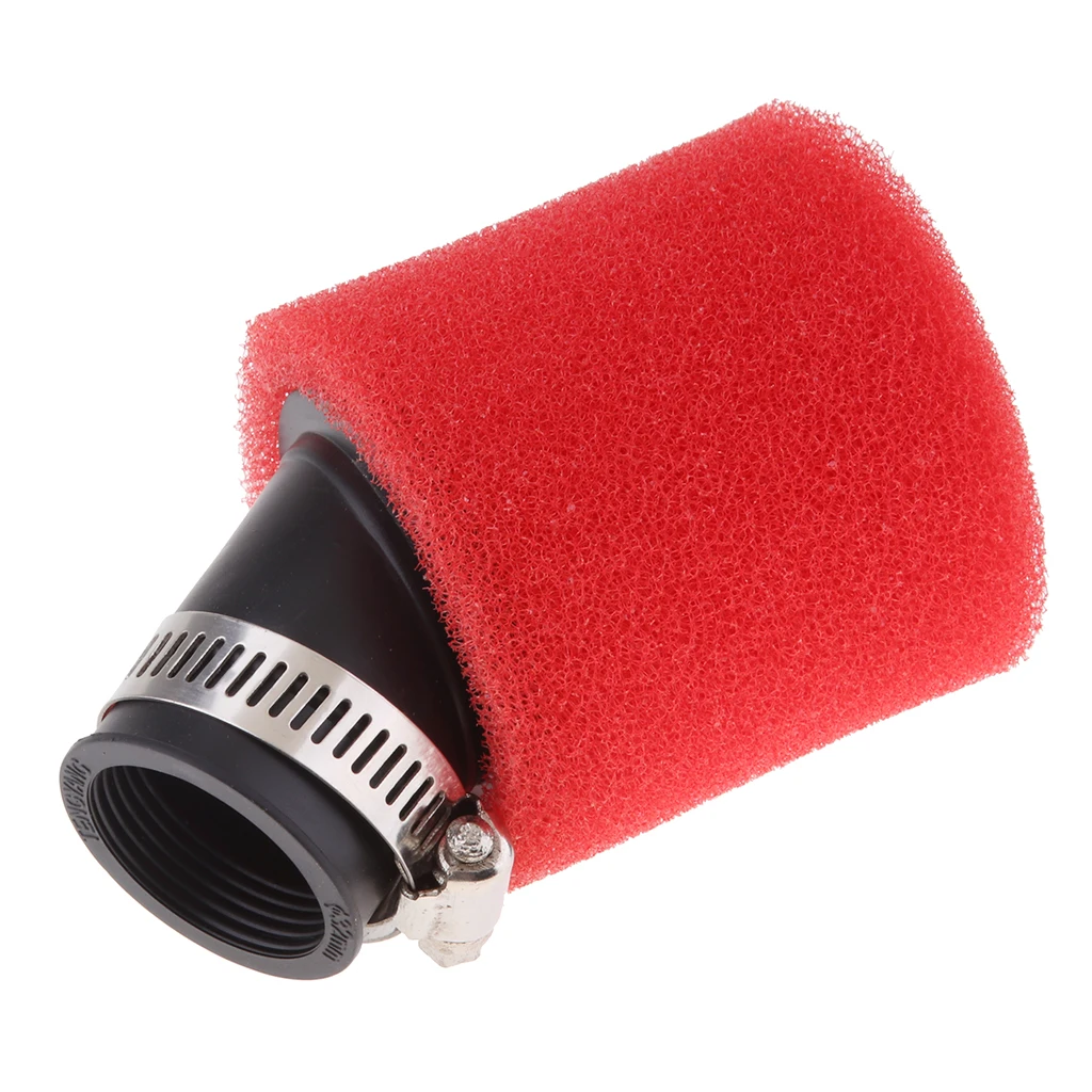 Red 32mm Angle Bent Foam Air Filter Pod Cleaner for 50cc 110cc PIT Quad Dirt Bike ATV Buggy