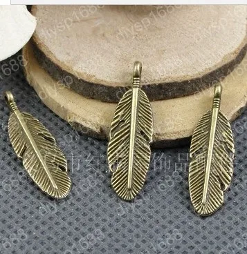 

Fashion Jewelry Findings Accessories charm pendant alloy bead Antique Bronze 30*9MM feather shape 100PCS JJA2945