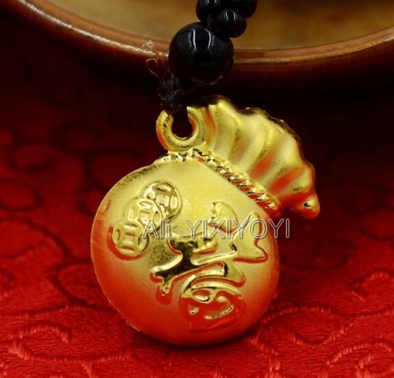 Natural White HeTian Jade + 18K Solid Gold Chinese Coin Fu Money Bag Lucky Pendant + Free Necklace Fine Jewelry + Certificate