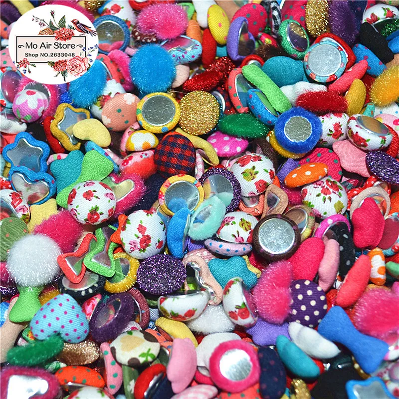 100pcs mix color mix size Flatback bottoni ricoperti in tessuto Home Garden Crafts Cabochon Scrapbooking Button accessori fai da te