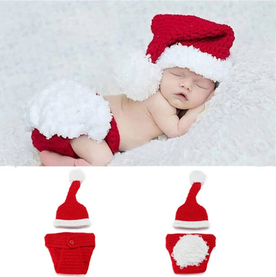 Infant Newborn photography props Christmas Cute Santa baby clothing hat crochet outfits baby accessories costume BP15