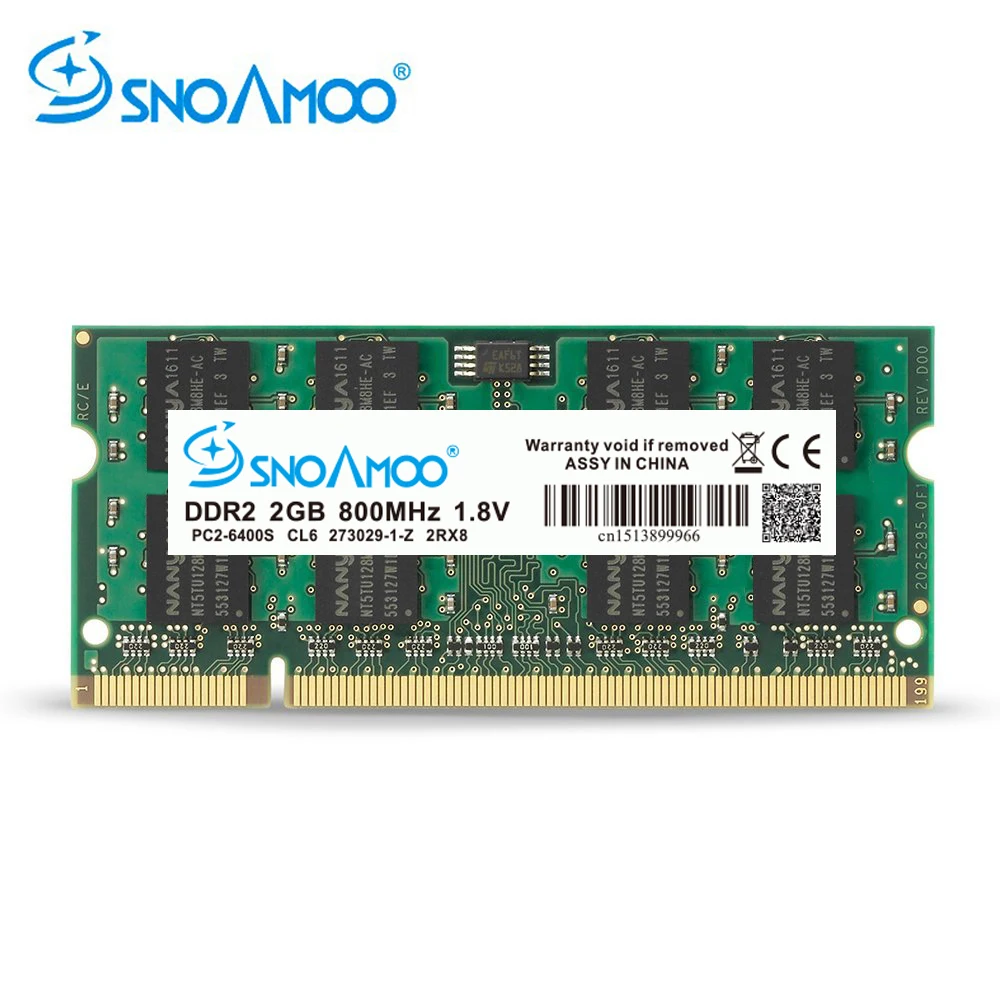 SNOAMOO Laptop RAMs DDR2 2GB 667MHz PC2-5300S 800MHz PC2-6400S 200Pin CL5 CL6 1.8V 2Rx8 SO-DIMM Computer Memory Warranty