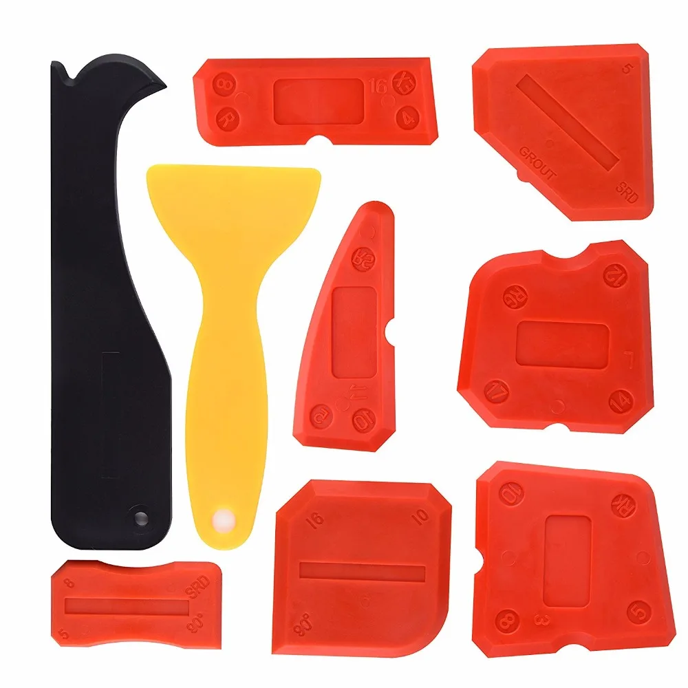 Free Shipping 9pcs per Set Silicone Sealant Scraper Smoothing Tool Caulking Tool Kit Grout Finishing Tools