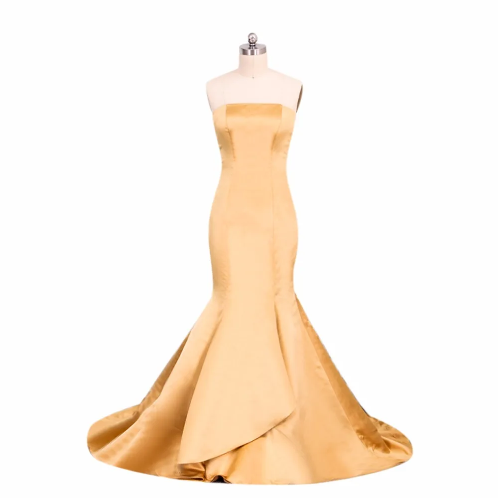 فستان سهرة طويل بتصميم حورية البحر, فستان سهرة طويل بدون أكمام باللون الذهبي مناسب للحفلات ، موديل 2019 #4