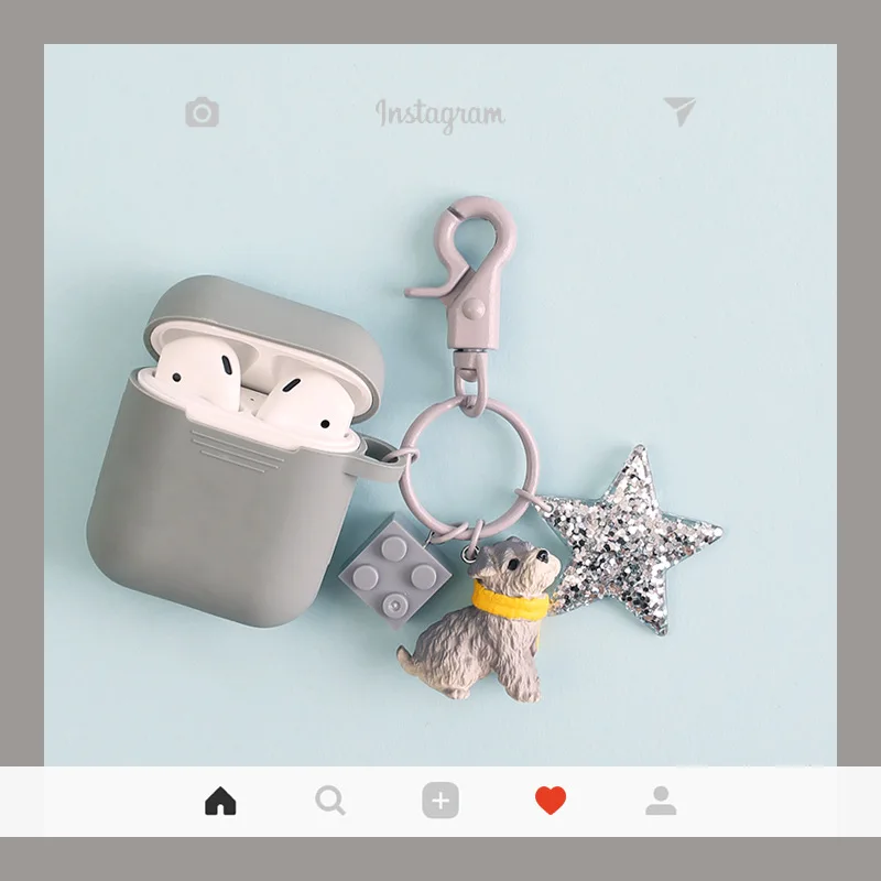 Funda de silicona con diseño de perro para apple AirPods Pro 2, carcasa de auriculares para Airpods 1/2/3, caja de carga, llavero de dibujos animados