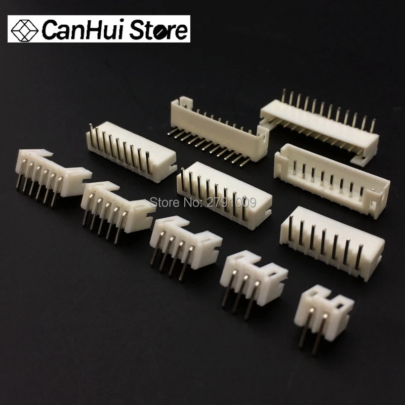 100 pcs of PH 2.0mm 2-14Pin Right-Angle JST Socket Male Connector White PH-AW