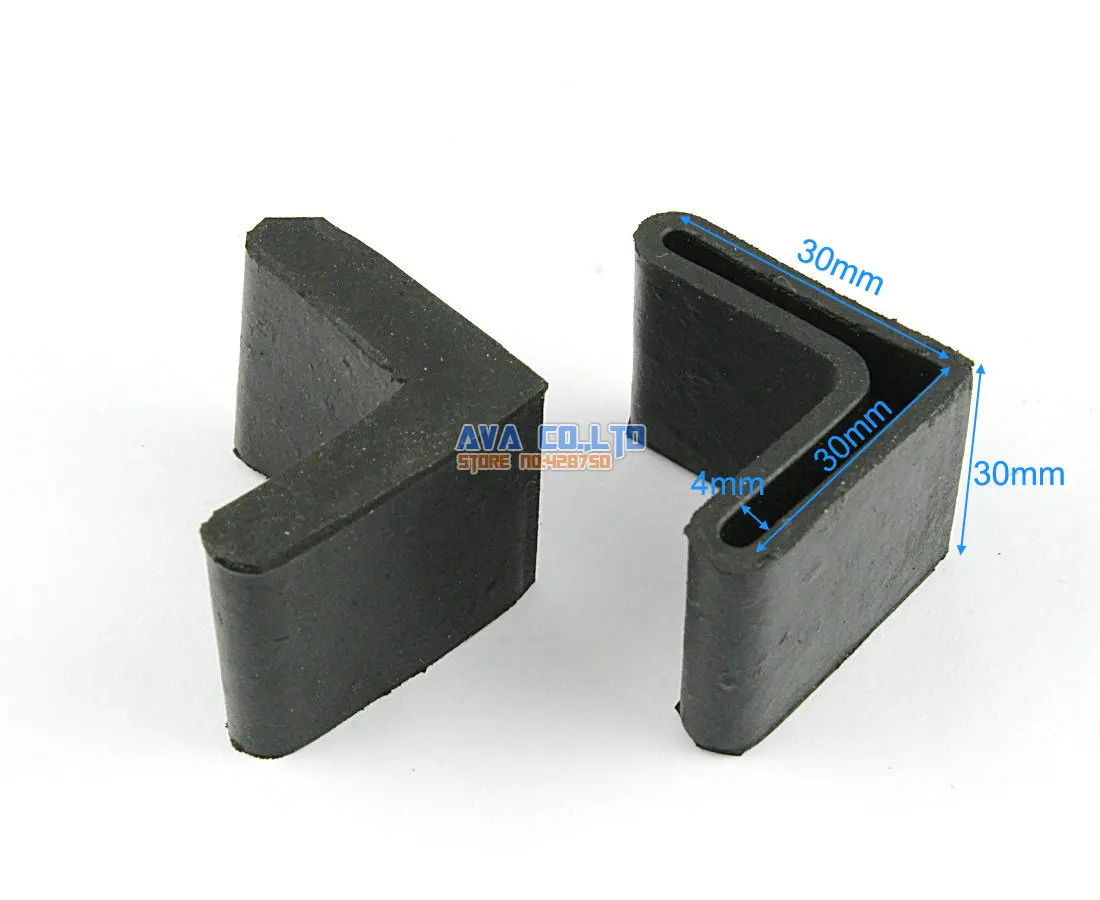 24 Pieces 30 x 30mm L Shape Furniture Feet Rubber Cover Angle Feet Pad Black