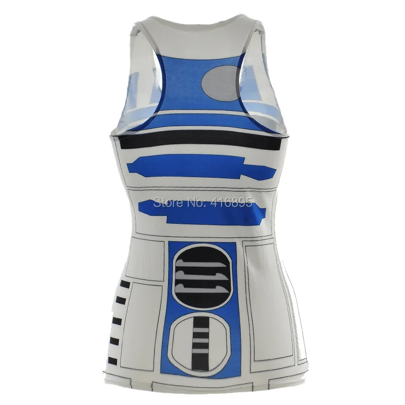 schoolgirl spring summer tops sexy sleeveless tank top bustier t-shirt women summer r2d2 printed cosplay costume femme