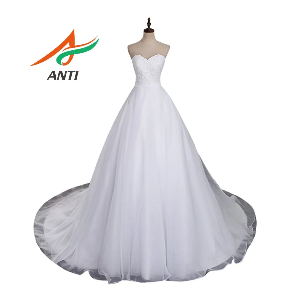 

ANTI Vintage A-Line Wedding Dress Vestido De Noiva Romantic Sleeveless AppliquesBridal Gowns Robe De Mariee With Court Train