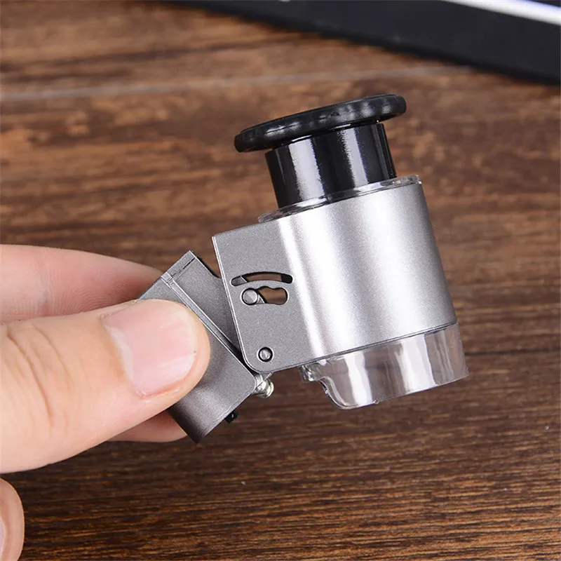 50x Handheld Mini Pocket Microscope Loupe Jeweler Magnifier With LED Light And UV Lamp