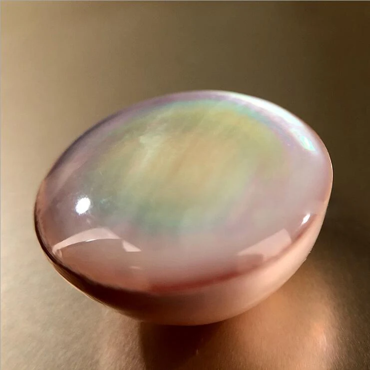 14-15mm AAA High Luster Pink Round Natural Sea Water Mabe Pearl