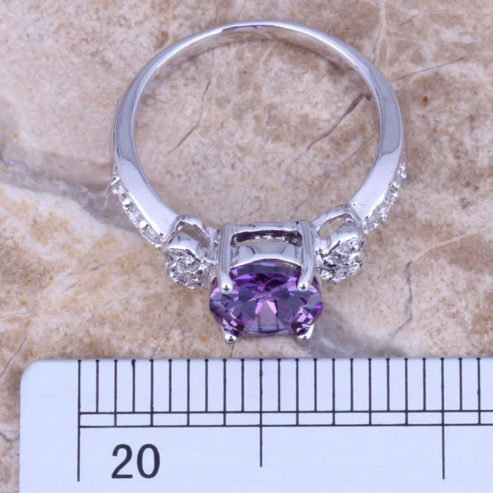 Majestic Purple Cubic Zirconia White CZ Silver Plated  Fashion Ring Size 6 / 7 / 8 / 9 R0092