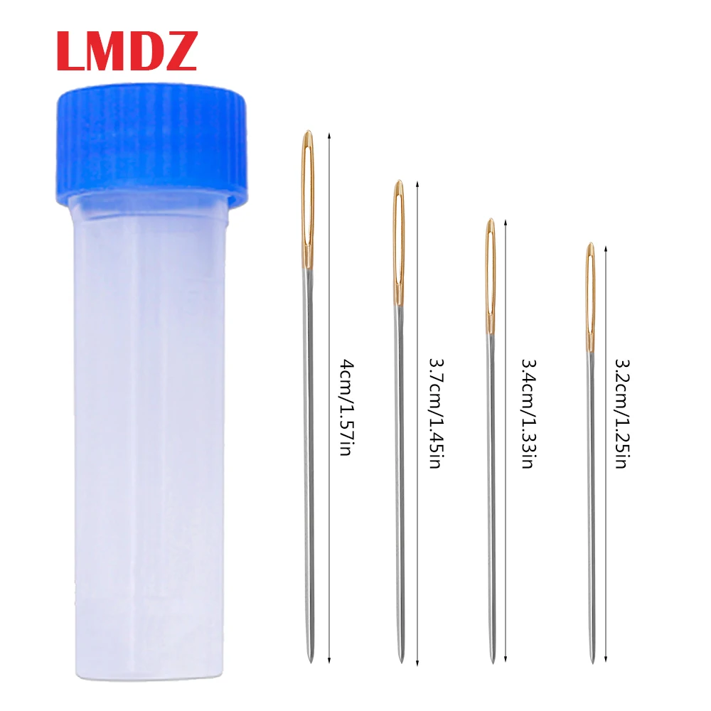 

LMDZ 20Pcs/12PCS Gold Eye Embroidery Fabric Cross Stitch Needles Size 22# 24# 26# 28# Swing Needles with Bottle Needlework Tool