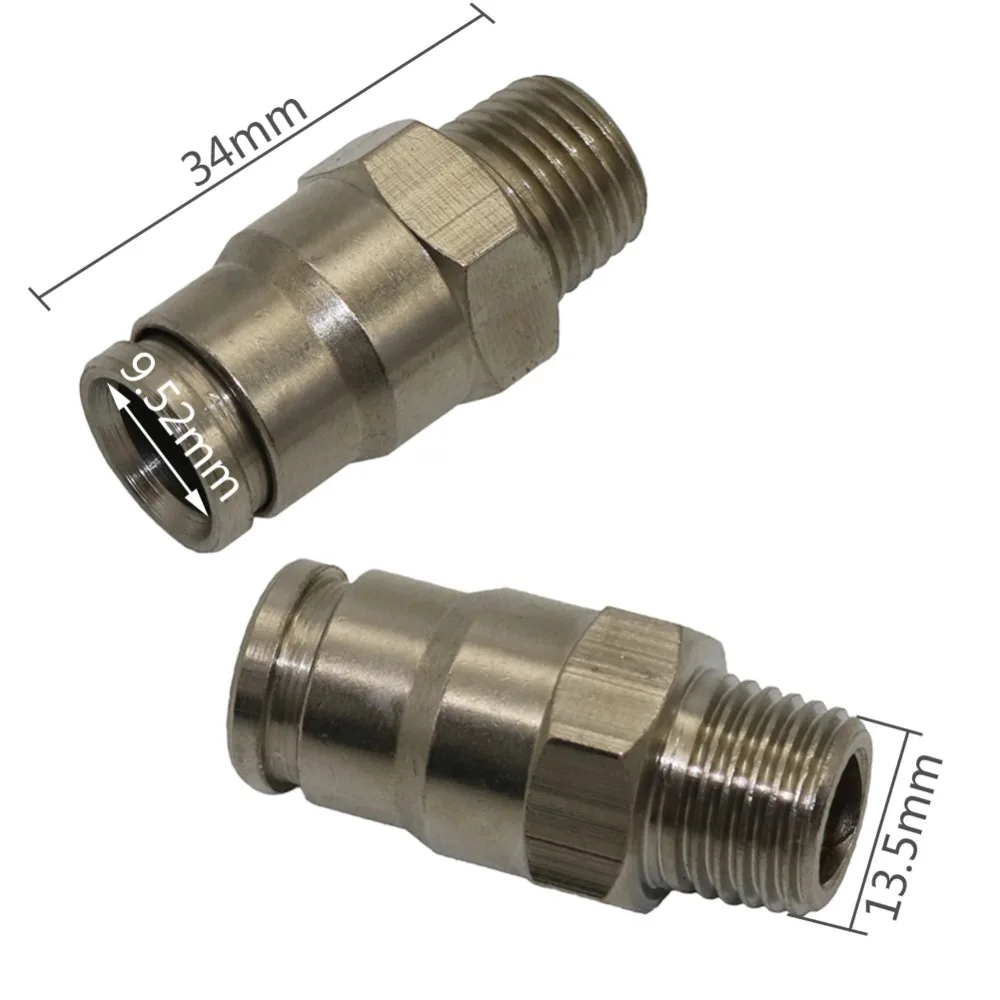 2 Pcs Copper High Pressure 1/4 Inch Male Thread To 3/8 Inch Straight Connectors For Out diameter 3/8 